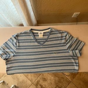 Lacoste blue with white mens v-neck shirt size medium